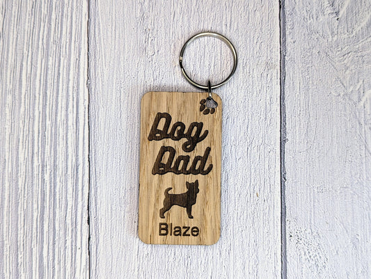 Personalised Chorkie Dog Dad Wooden Keyring | Oak Dog Keychain | Gift For Chorkie Parent | Doggy Key Tag Gift