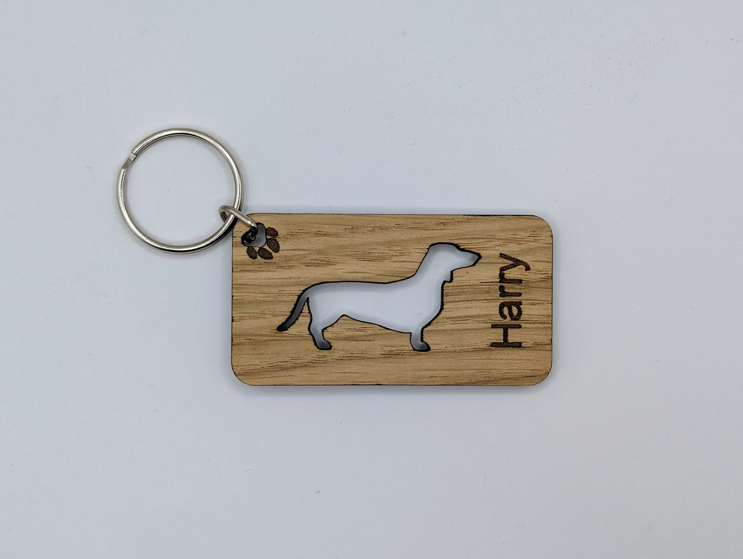 Personalised Dachshund Dog Wooden Keyring | Oak Dog Keychain | Gift For Dachshund Parent | Doggy Key Tag Gift