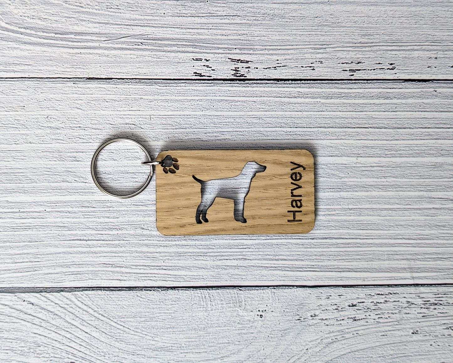 Personalised Pointer Dog Wooden Keyring | Oak Dog Keychain | Gift For English Pointer Parent | Doggy Key Tag Gift