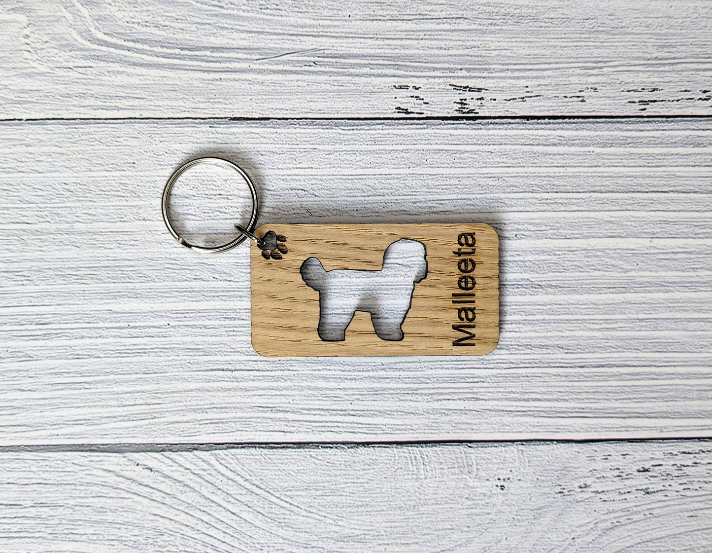 Personalised Shih Tzu Dog Wooden Keyring | Oak Dog Keychain | Gift For Shih Tzu Parent | Doggy Key Tag Gift