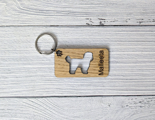 Personalised Shih Tzu Dog Wooden Keyring | Oak Dog Keychain | Gift For Shih Tzu Parent | Doggy Key Tag Gift