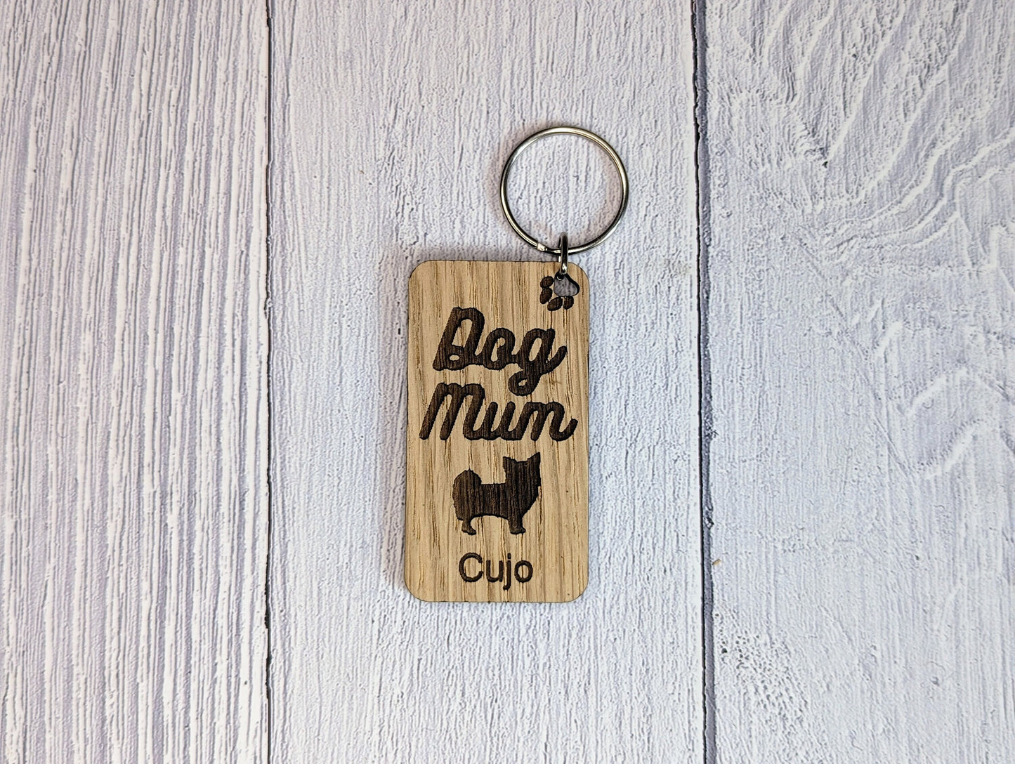 Personalised Chihuahua Dog Mum Wooden Keyring | Oak Dog Keychain | Gift For Chihuahua Parent | Doggy Key Tag Gift