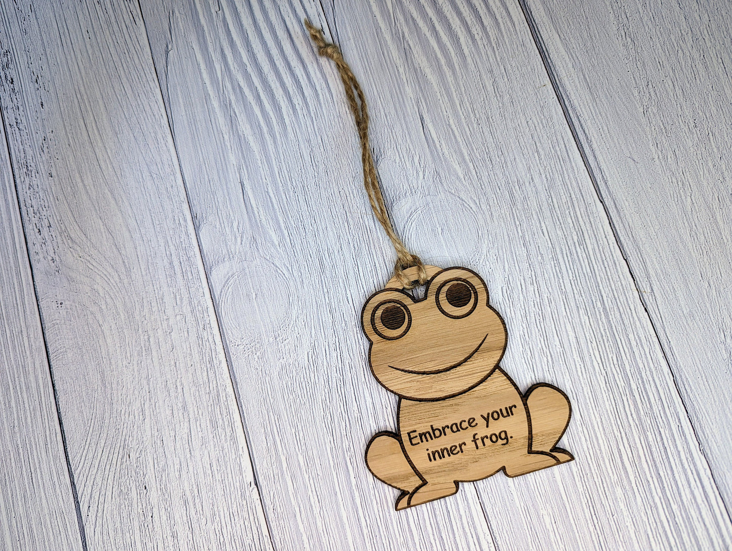 Wooden Frog Bauble | Embrace Your Inner Frog | Can Be Personalised | Oak Veneered MDF