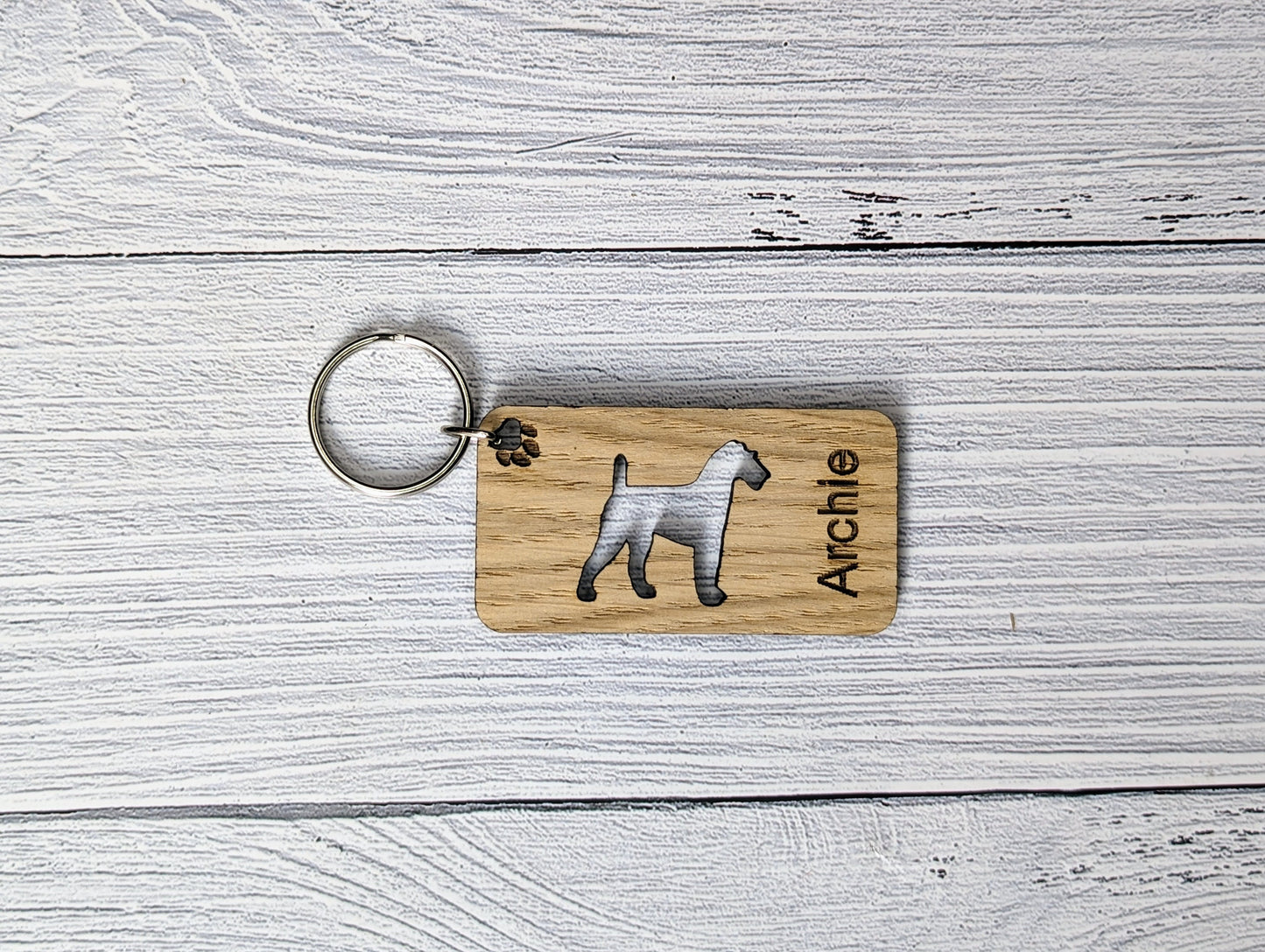 Personalised Irish Terrier Wooden Keyring | Oak Dog Keychain | Gift For Irish Terrier Parent | Doggy Key Tag Gift