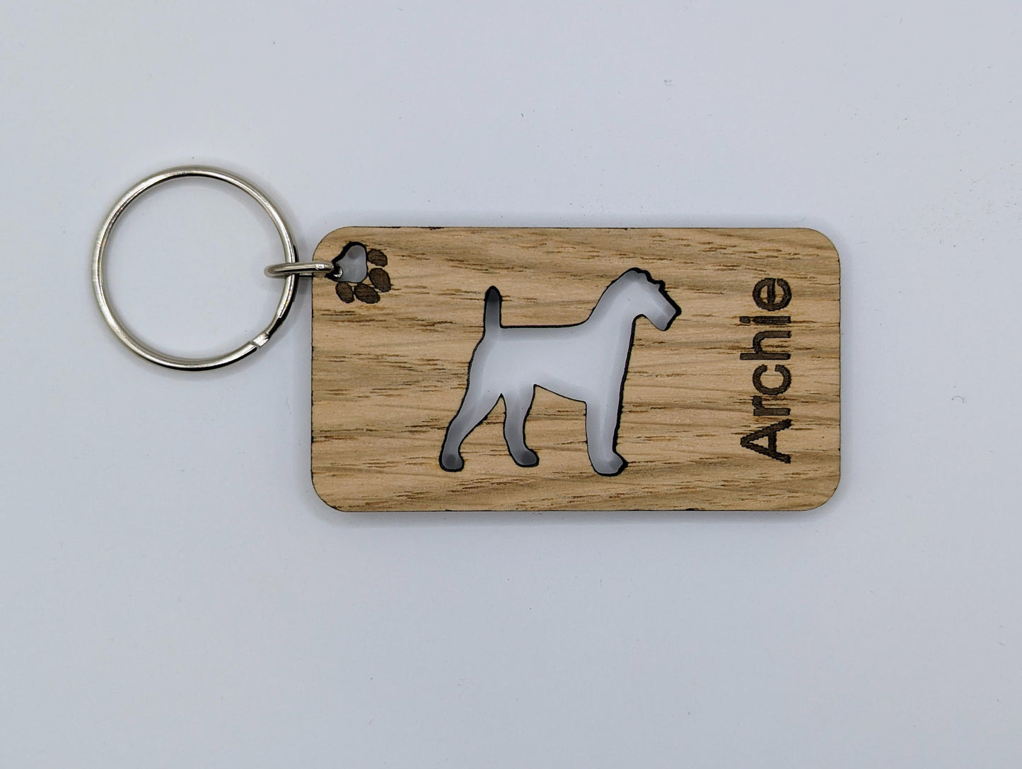 Personalised Irish Terrier Wooden Keyring | Oak Dog Keychain | Gift For Irish Terrier Parent | Doggy Key Tag Gift