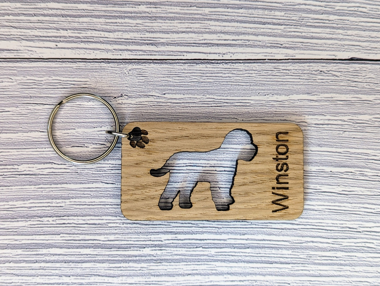 Personalised Cavapoo Wooden Keyring | Oak Dog Keychain | Gift For Cavapoo Parent | Doggy Key Tag Gift