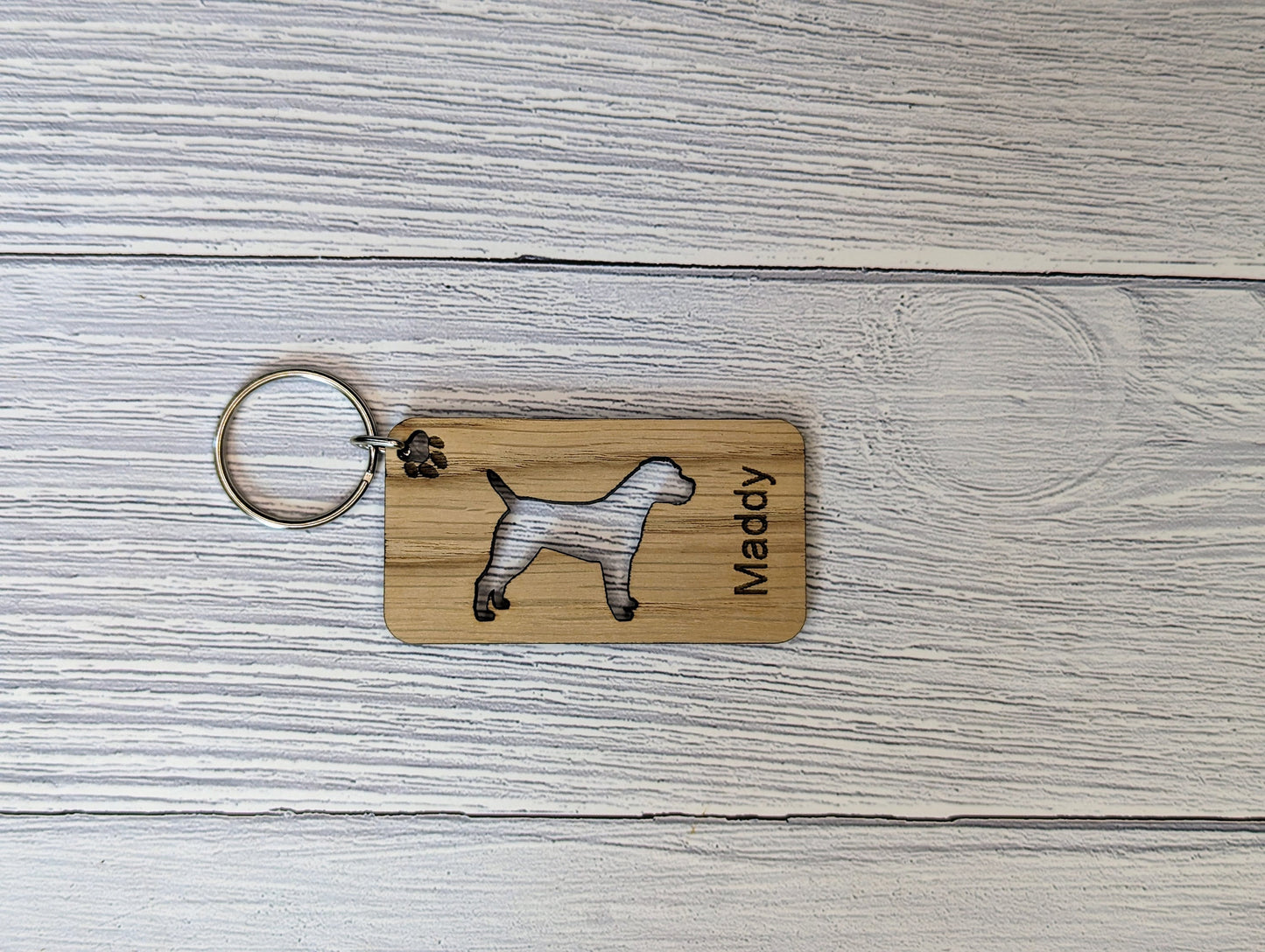 Personalised Border Terrier Wooden Keyring | Oak Dog Keychain | Gift For Border Terrier | Doggy Key Tag Gift