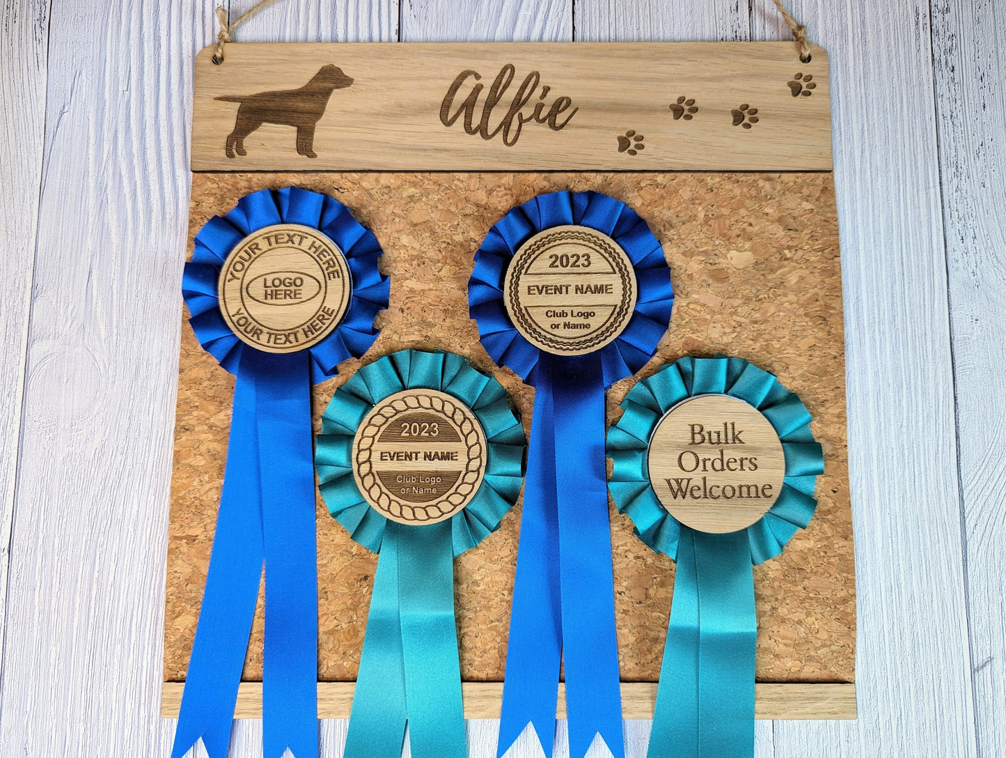 Personalised Wooden Labrador Rosette Holder | Add Your Dog's Name | Rosette Display Board | Unique Gift