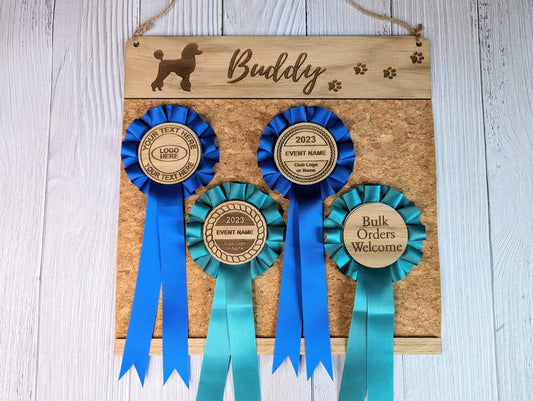 Personalised Wooden Poodle Rosette Holder | Add Your Dog's Name | Rosette Display Board | Unique Gift