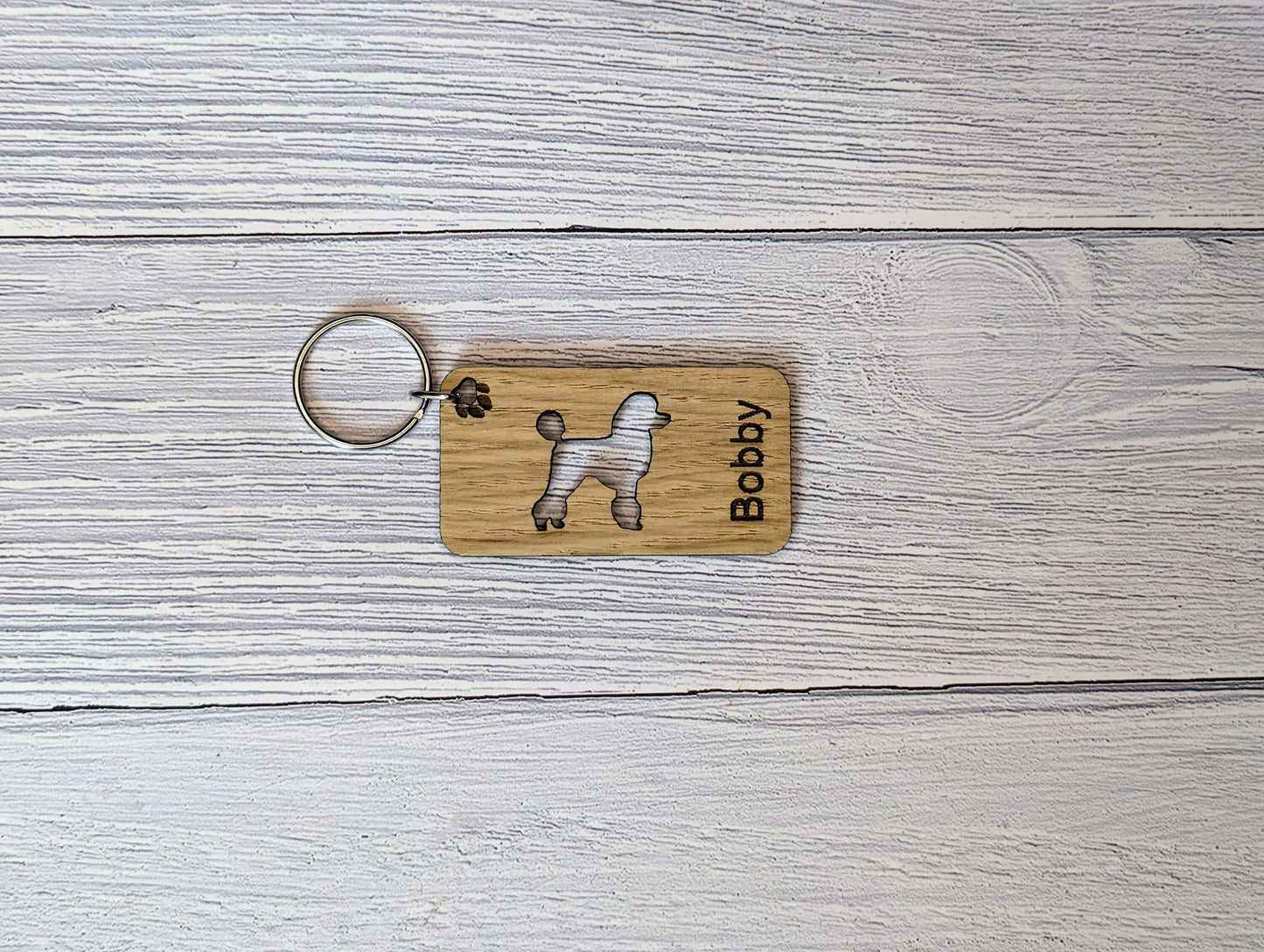 Personalised Poodle Wooden Keyring | Oak Dog Keychain | Gift For Poodle Parent | Doggy Key Tag Gift