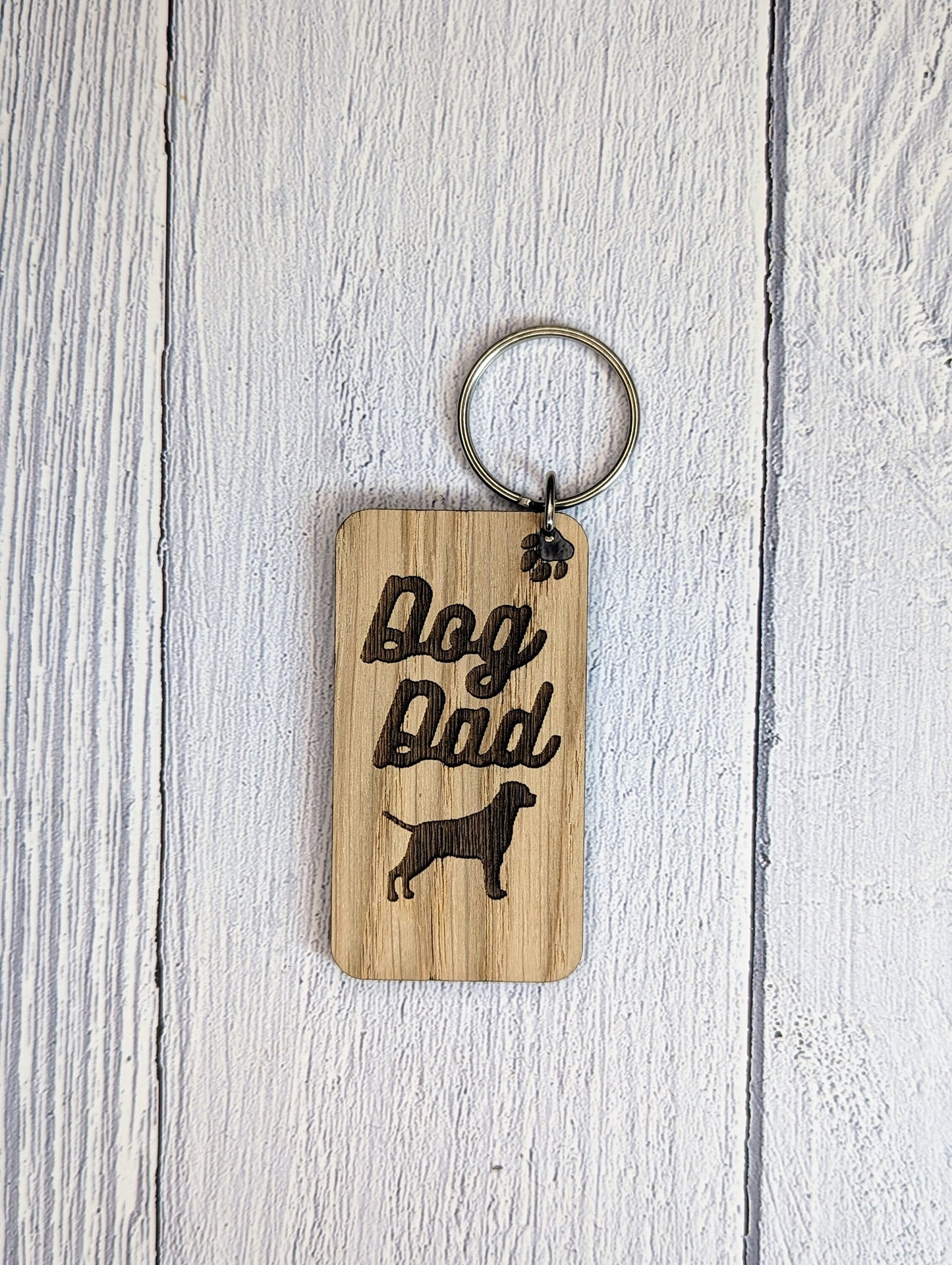 Personalised Rottweiler Dog Dad Wooden Keyring | Oak Dog Keychain | Gift For Rottweiler Parent | Doggy Key Tag Gift