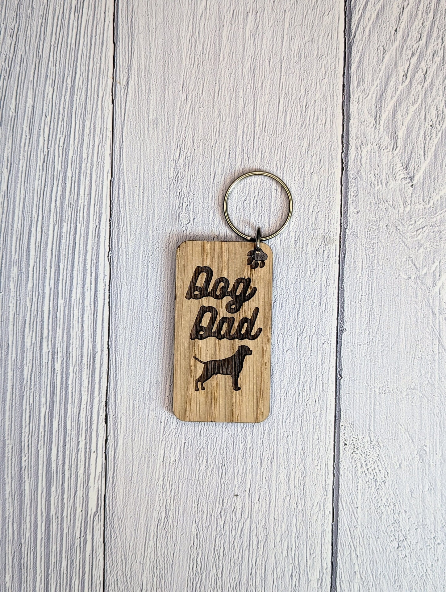 Personalised Rottweiler Dog Dad Wooden Keyring | Oak Dog Keychain | Gift For Rottweiler Parent | Doggy Key Tag Gift