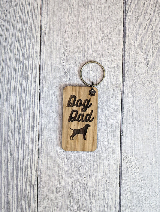 Personalised Rottweiler Dog Dad Wooden Keyring | Oak Dog Keychain | Gift For Rottweiler Parent | Doggy Key Tag Gift