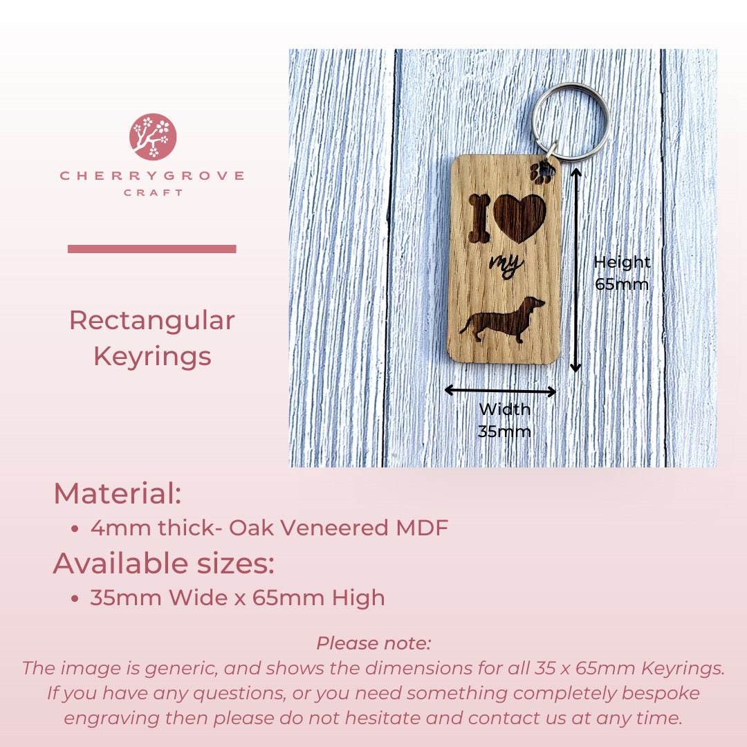 I Love my Short-Haired Chihuahua Wooden Keyring | Oak Dog Keychain | Gift For Chihuahua Parent | Doggy Key Tag Gift