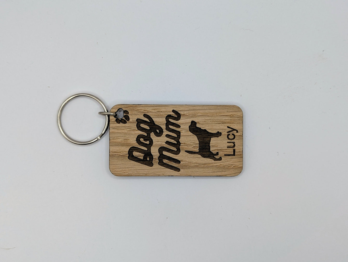 Personalised Beagle Dog Mum Wooden Keyring | Oak Dog Keychain | Gift For Beagle Parent | Doggy Key Tag Gift