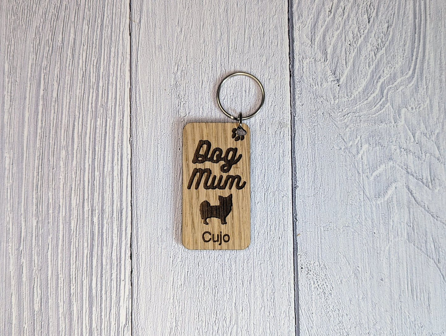 Personalised Chihuahua Dog Mum Wooden Keyring | Oak Dog Keychain | Gift For Chihuahua Parent | Doggy Key Tag Gift