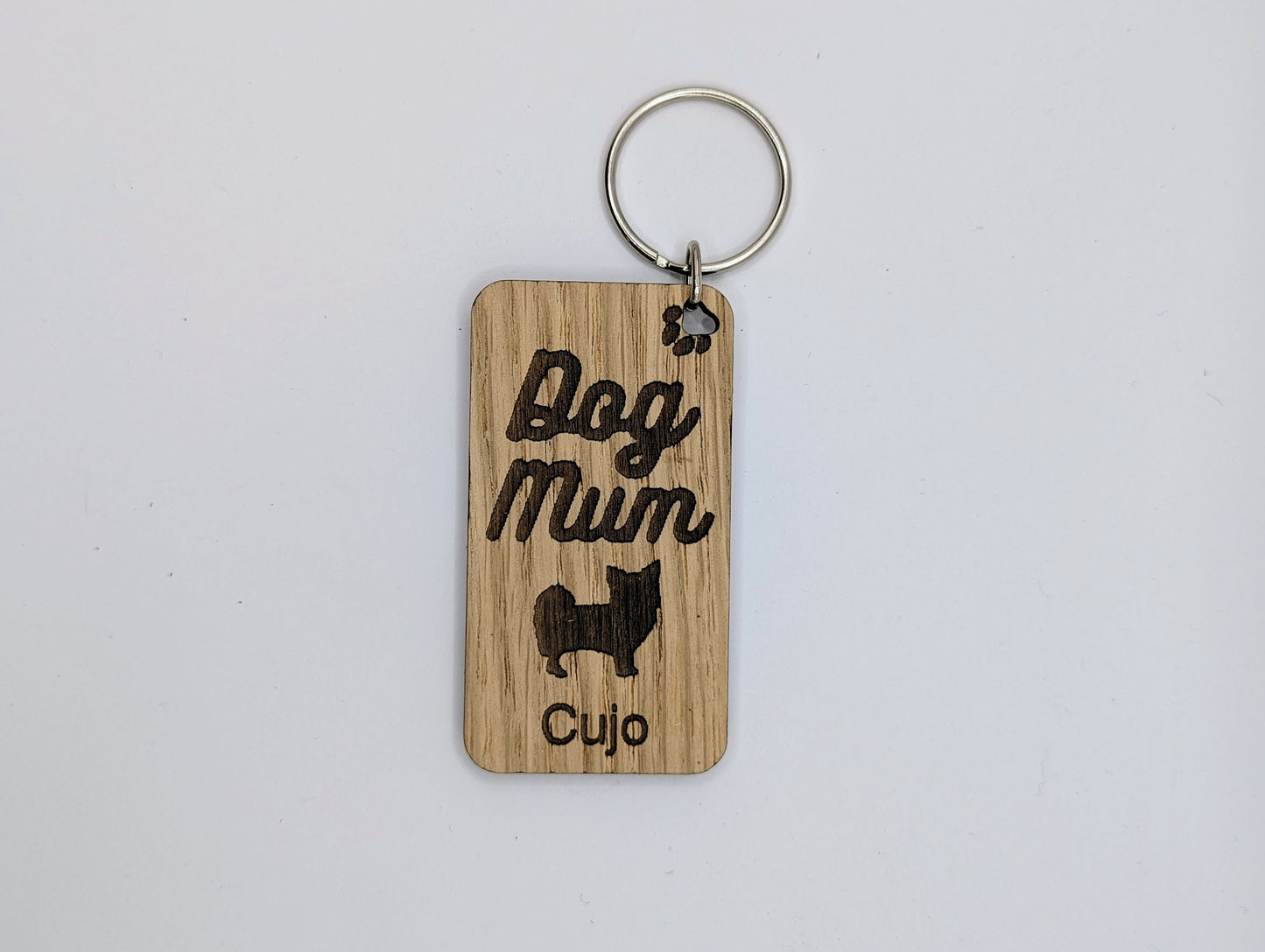 Personalised Chihuahua Dog Mum Wooden Keyring | Oak Dog Keychain | Gift For Chihuahua Parent | Doggy Key Tag Gift