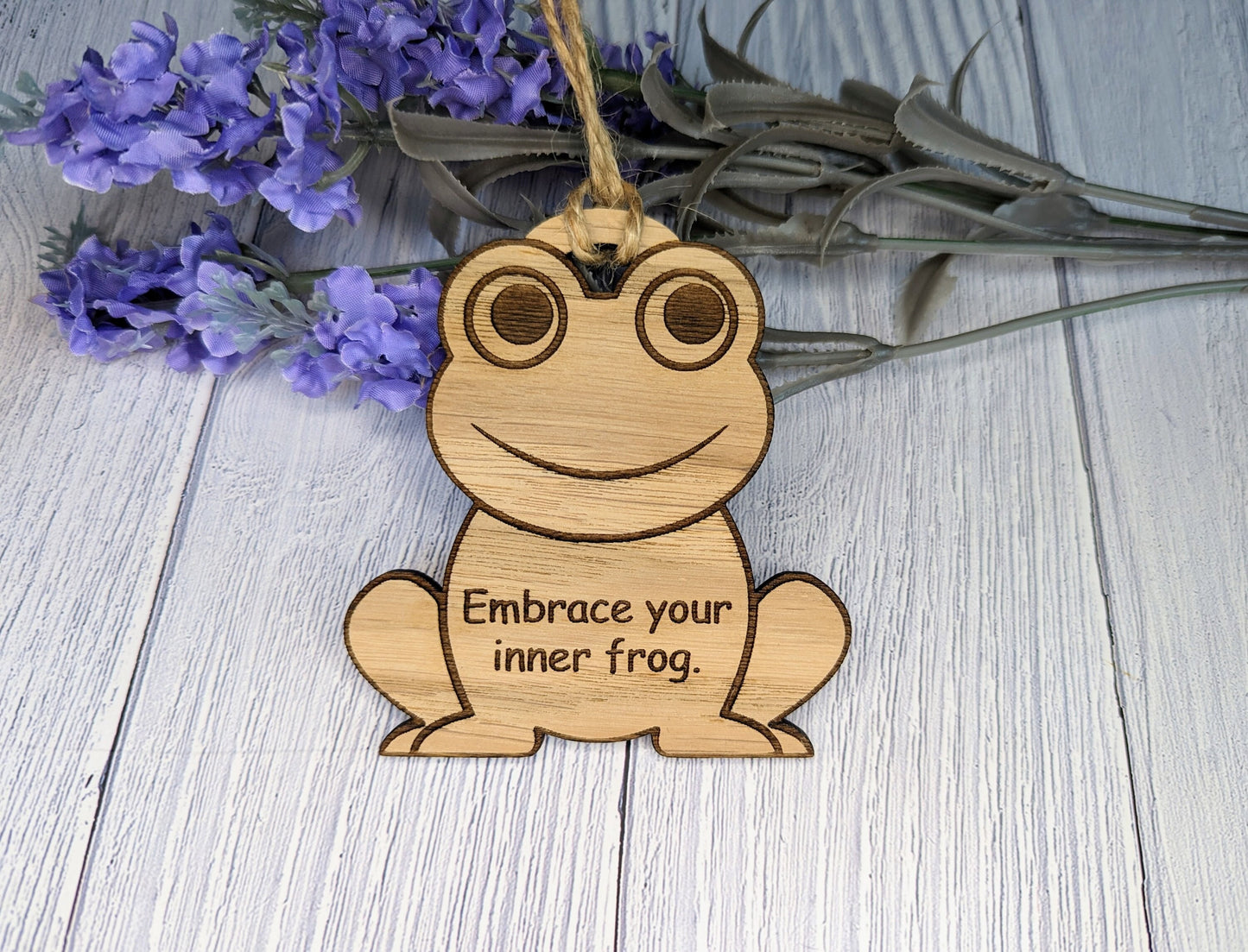 Wooden Frog Bauble | Embrace Your Inner Frog | Can Be Personalised | Oak Veneered MDF