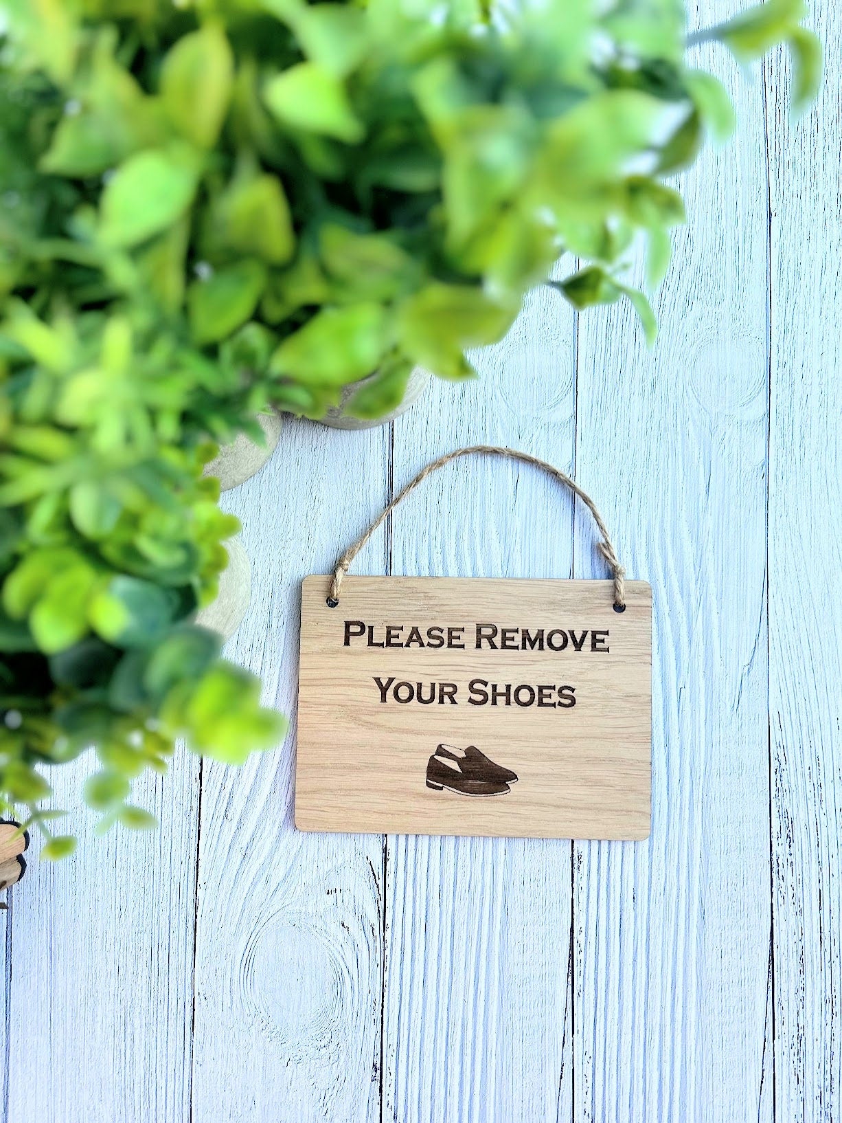 Please Remove Your Shoes | Wooden Sign | Wooden Hanging Sign | Gardeners Sign | Utility Room Sign | Guest Sign