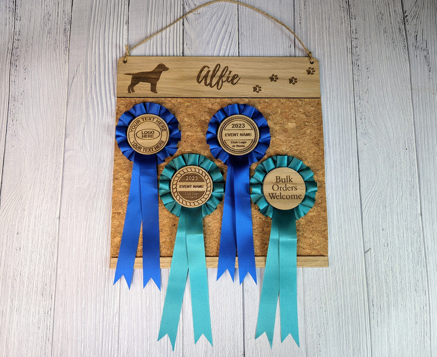 Personalised Wooden Labrador Rosette Holder | Add Your Dog's Name | Rosette Display Board | Unique Gift