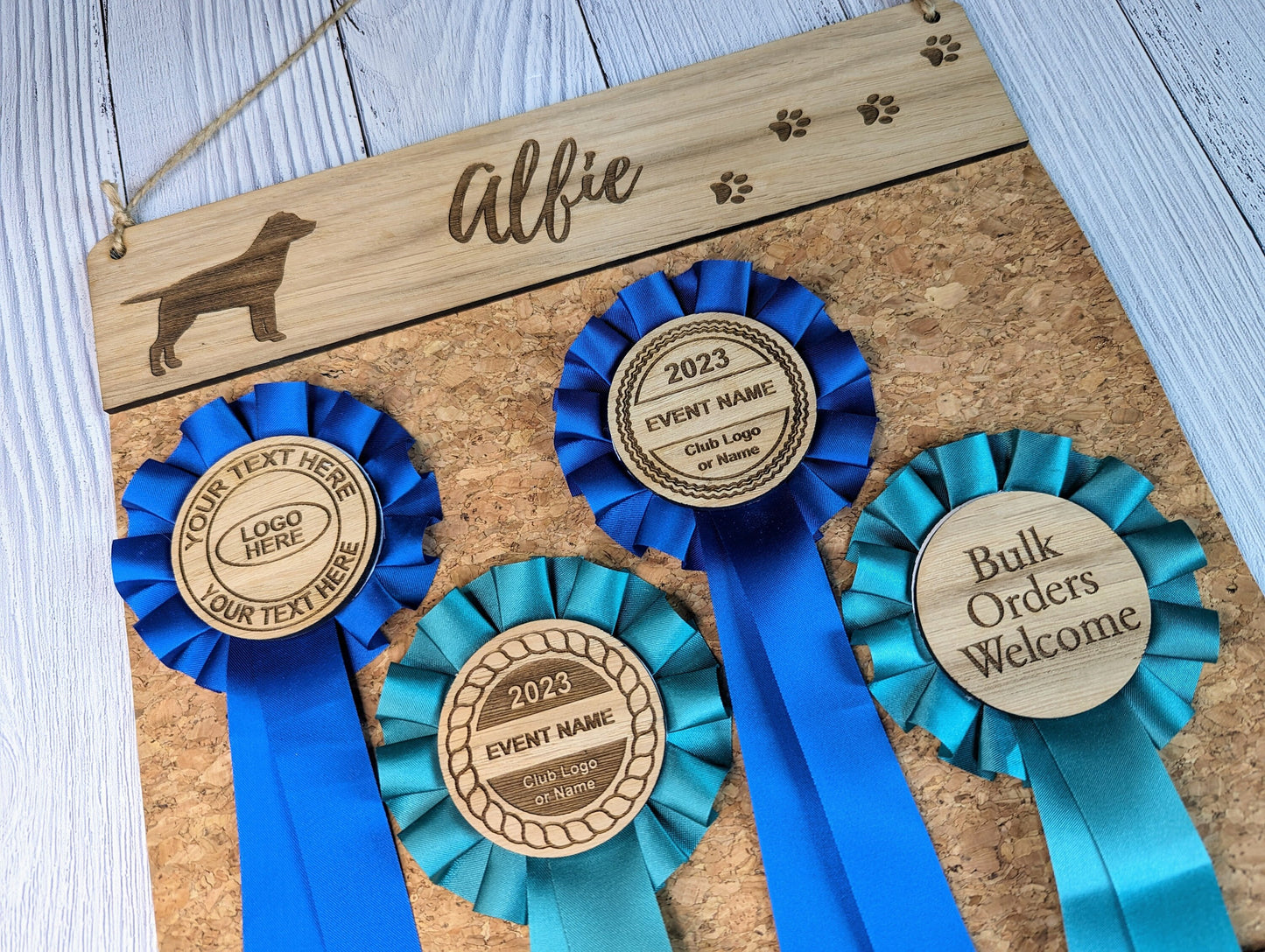 Personalised Wooden Labrador Rosette Holder | Add Your Dog's Name | Rosette Display Board | Unique Gift