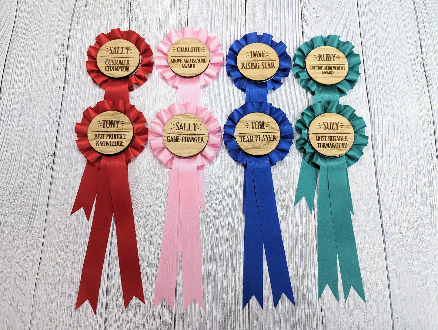 Customer Service Recognition Rosettes: Celebrate Achievements with Eco- Friendly Personalised Wooden Awards