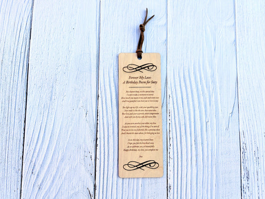 Personalised Wooden Poem Book Mark - Professional Poem Writing, Custom Poem Gift, Anniversary, Birthday, Wedding, Proposal, Fathers Day