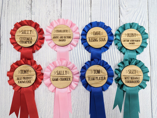 Customer Service Recognition Rosettes: Celebrate Achievements with Eco- Friendly Personalised Wooden Awards