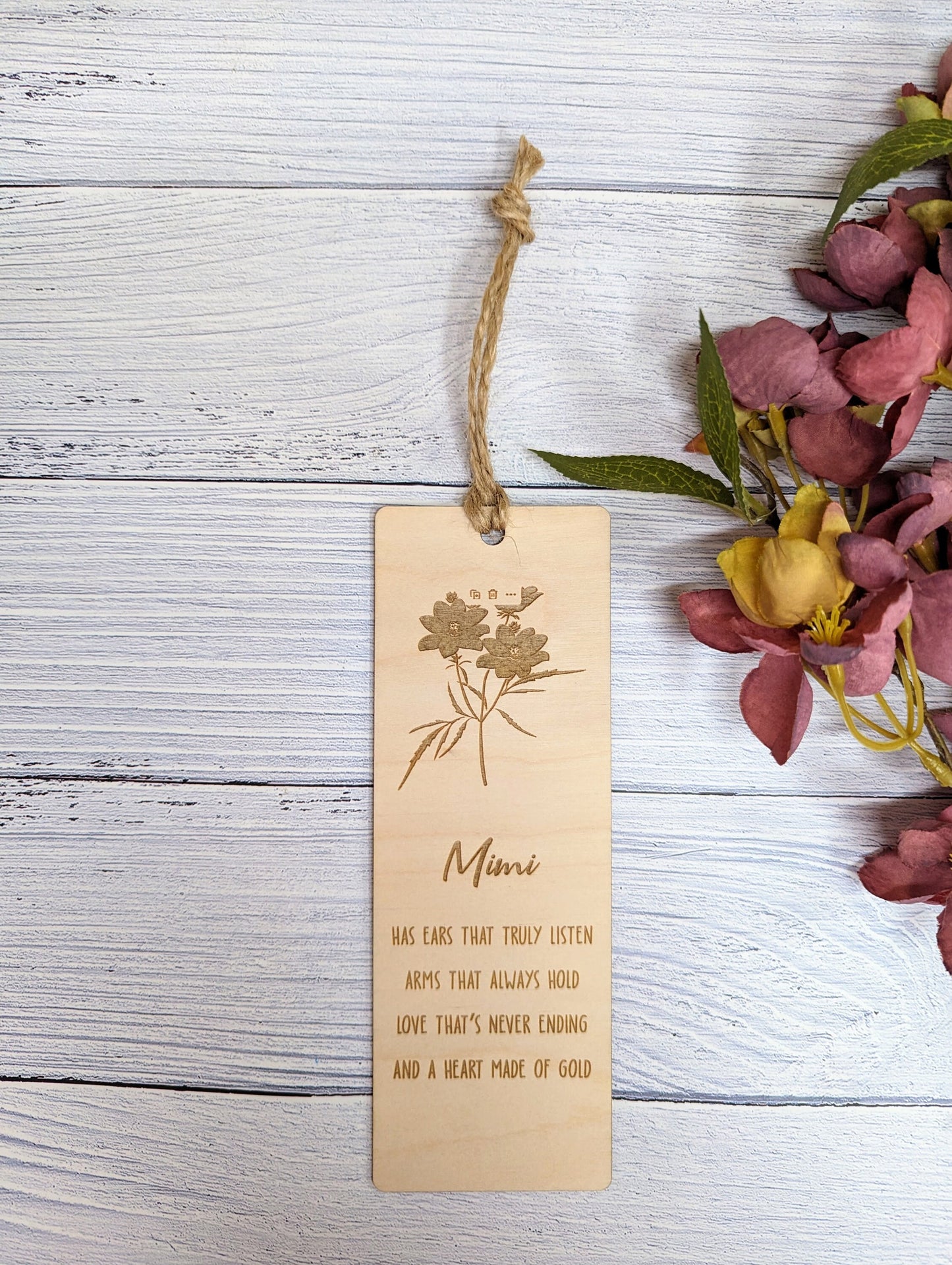 Personalised Wooden Bookmark for Grandparents with Poem - Unique Gift for Gran, Grandad, Nana, Mimi and More