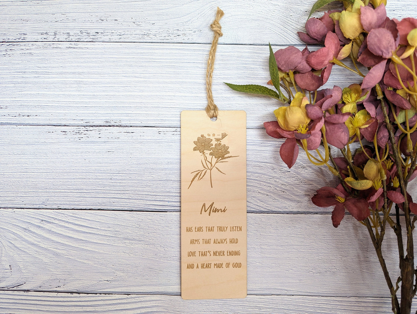 Personalised Wooden Bookmark for Grandparents with Poem - Unique Gift for Gran, Grandad, Nana, Mimi and More