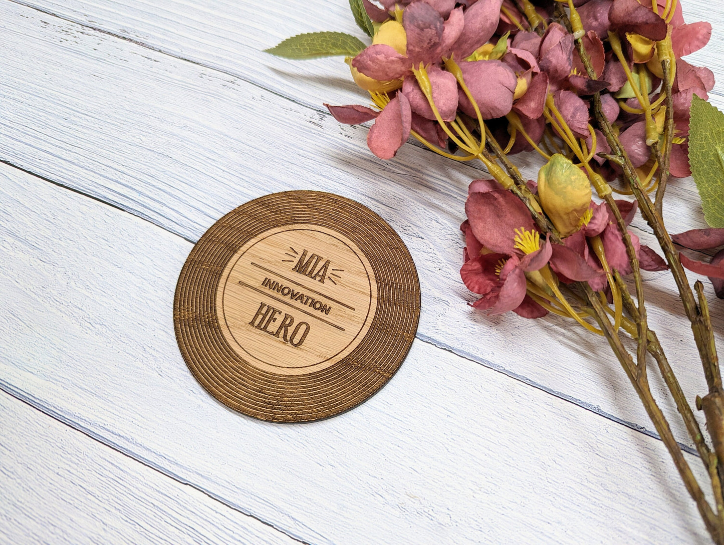 Personalised Retro Vinyl Record Coaster for Employee Recognition - Customisable Award Ideas & Employee Name - Unique Reward for Staff