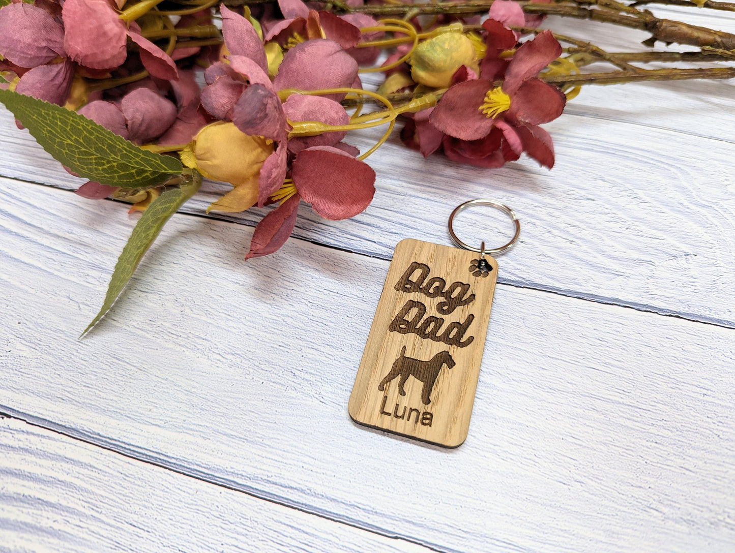 Personalised Irish Terrier Dog Parent Wooden Keyring - Custom Oak Keychain - Unique Gift for Irish Terrier Lovers