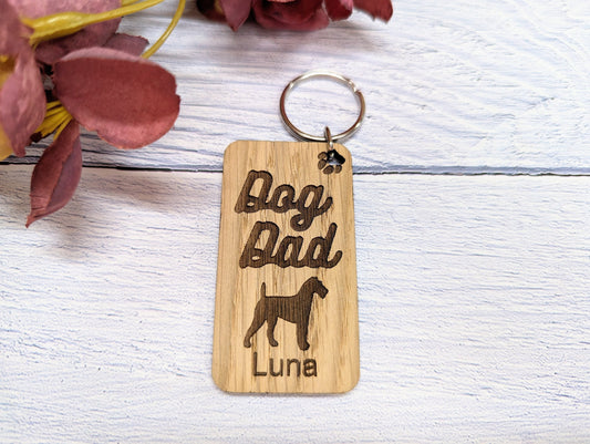 Personalised Irish Terrier Dog Parent Wooden Keyring - Custom Oak Keychain - Unique Gift for Irish Terrier Lovers