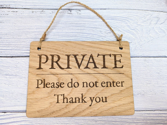 PRIVATE Please Do Not Enter Sign - Customisable Wooden Privacy Sign - Ideal for Home, Office, or Business - Eco-Friendly Materials