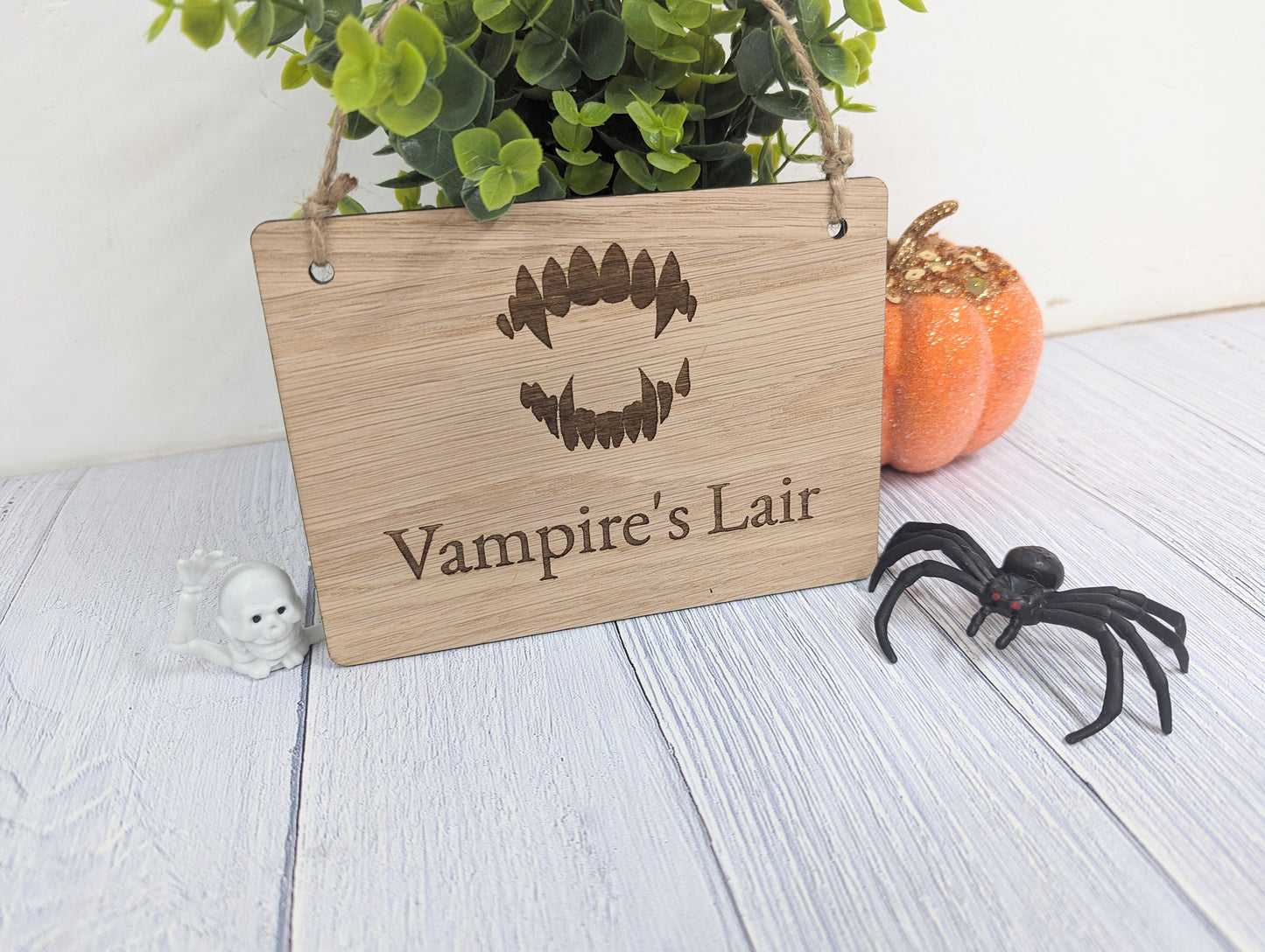 Personalised Halloween Wooden Sign with Vampire Design - 'Vampire's Lair'