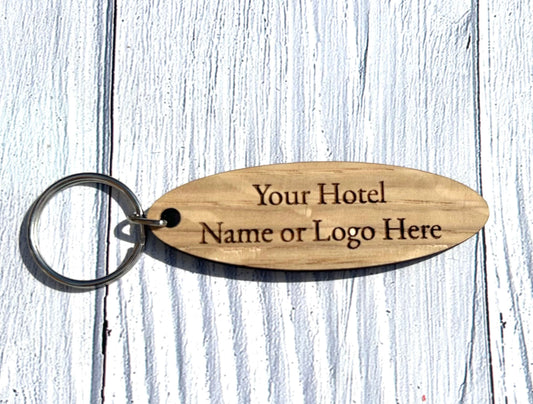 Personalised Oval Hotel Keyrings | Custom Keyfobs | Wooden Keyring | Bulk | Oak Keyring | Bulk Keyrings Business