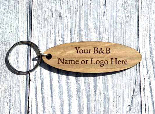 Personalised Oval B & B Keyrings | Custom Keyfobs | Wooden Keyring | Bulk | Oak Keyring | Bulk Keyrings Business