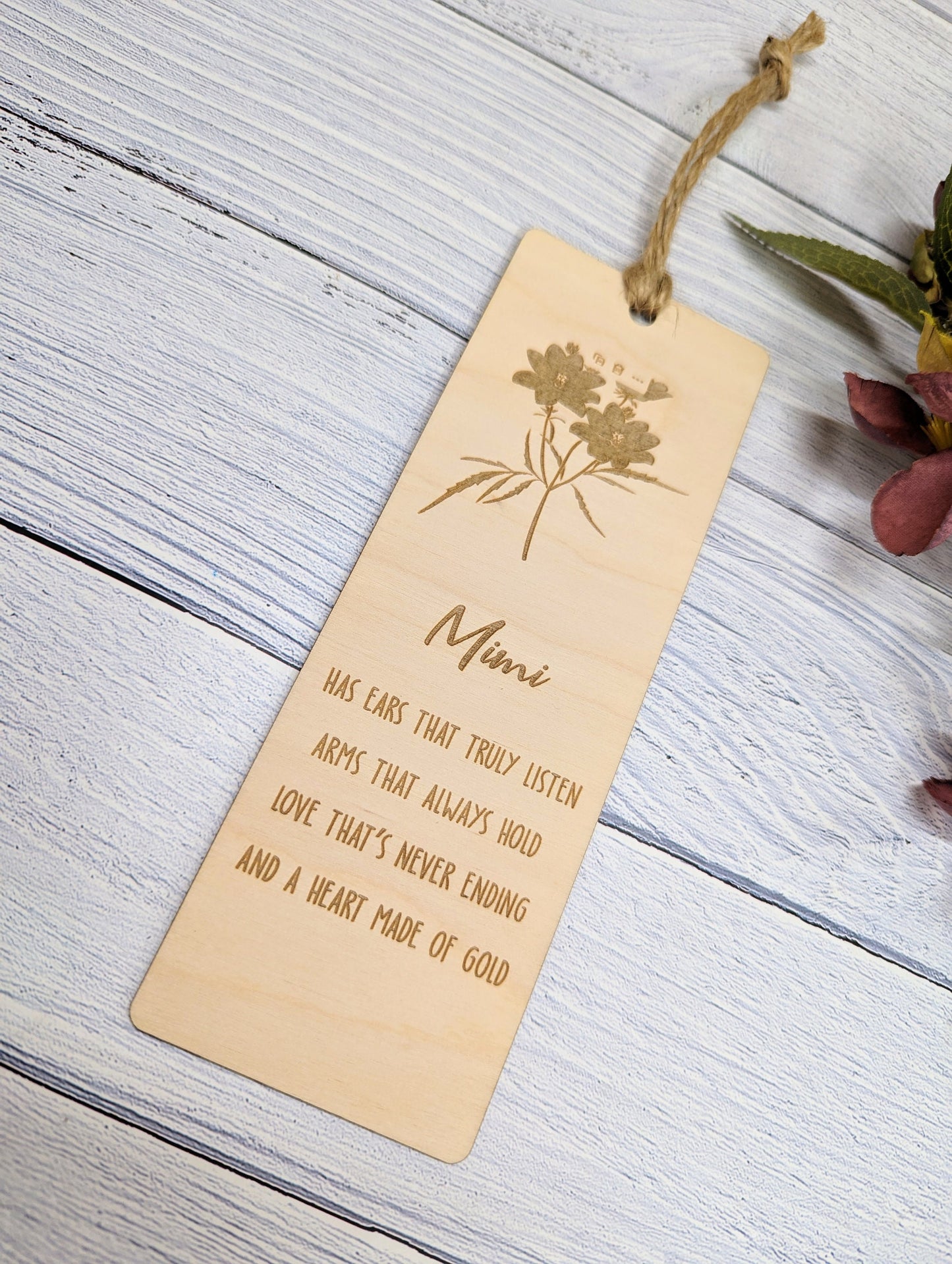 Personalised Wooden Bookmark for Grandparents with Poem - Unique Gift for Gran, Grandad, Nana, Mimi and More