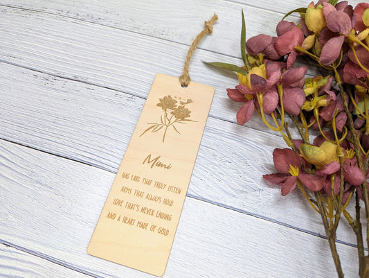 Personalised Wooden Bookmark for Grandparents with Poem - Unique Gift for Gran, Grandad, Nana, Mimi and More