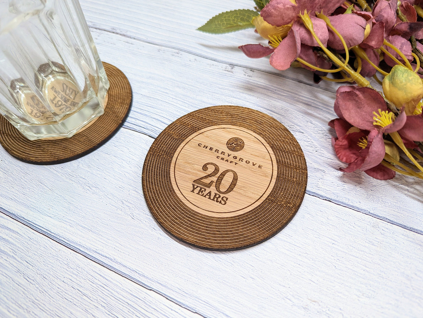 Custom Retro Vinyl Record Coaster for Businesses - Add Your Logo & Celebrate Milestones - Unique Promotional Marketing Item