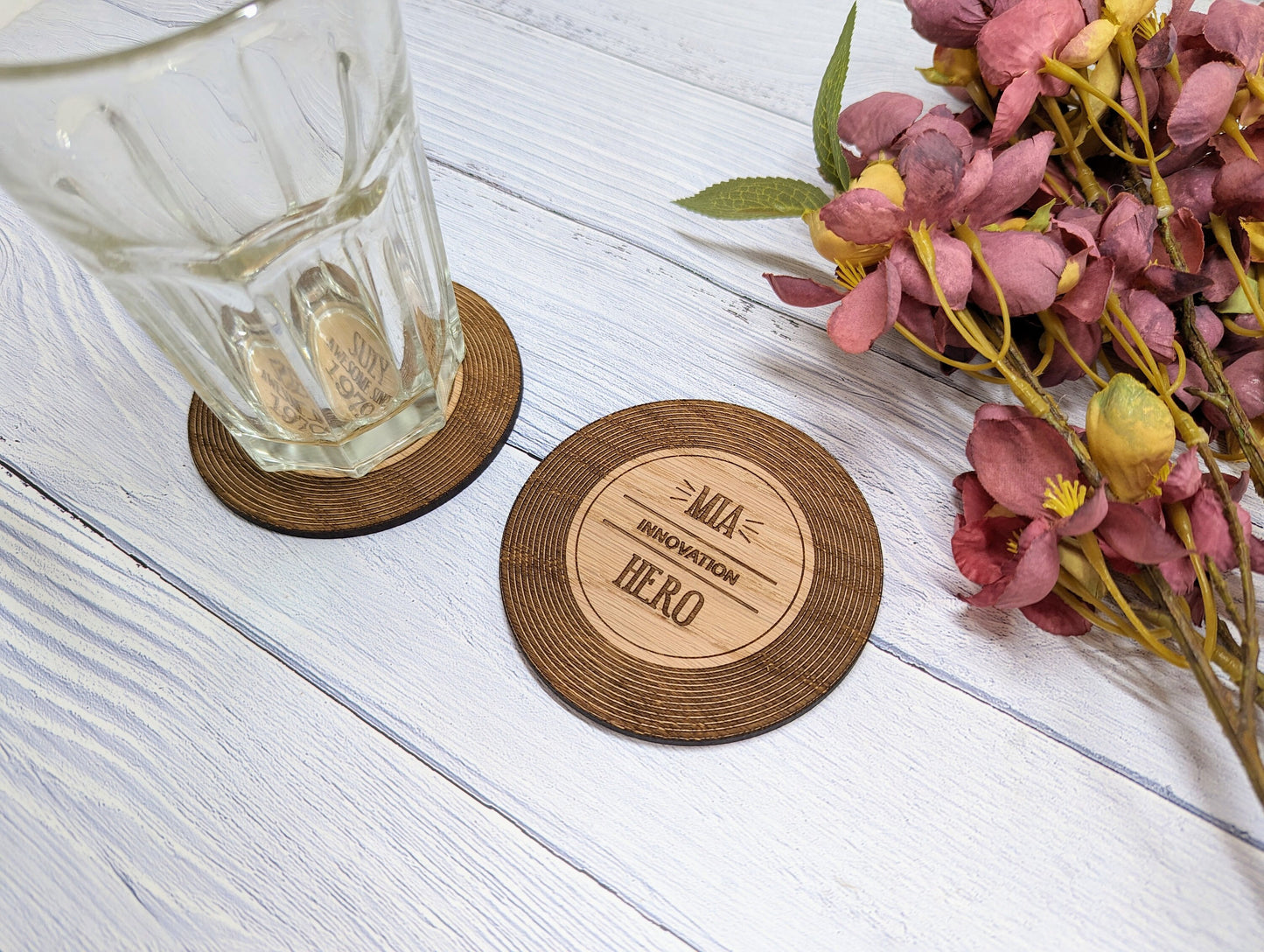 Personalised Retro Vinyl Record Coaster for Employee Recognition - Customisable Award Ideas & Employee Name - Unique Reward for Staff