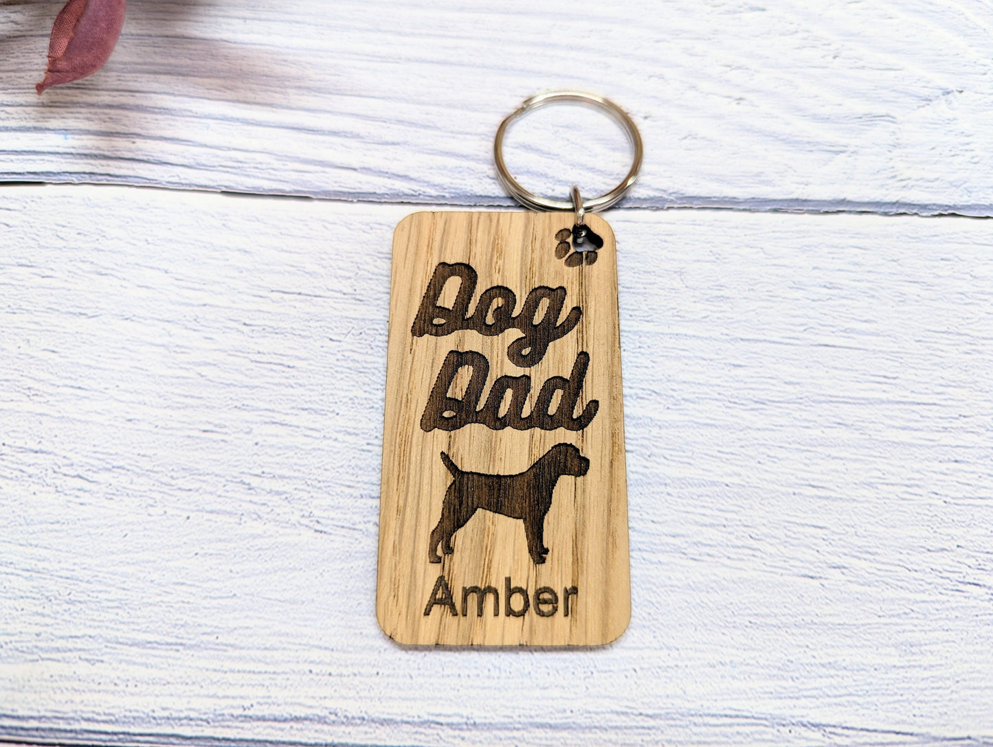 Personalised Border Terrier Dog Parent Wooden Keyring - Custom Oak Keychain - Unique Gift for Border Terrier Lovers