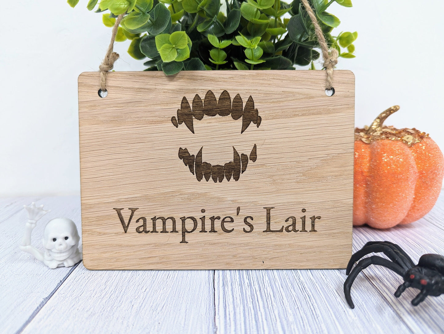 Personalised Halloween Wooden Sign with Vampire Design - 'Vampire's Lair'