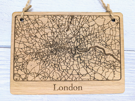 Handcrafted Wooden Map Wall Art of London - Unique Home Decor or Thoughtful Gift - 4 Sizes Available - Customisable