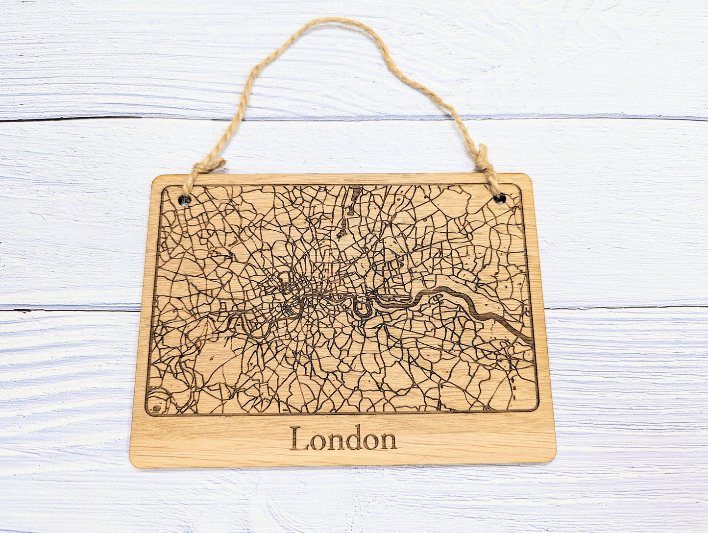 Handcrafted Wooden Map Wall Art of London - Unique Home Decor or Thoughtful Gift - 4 Sizes Available - Customisable