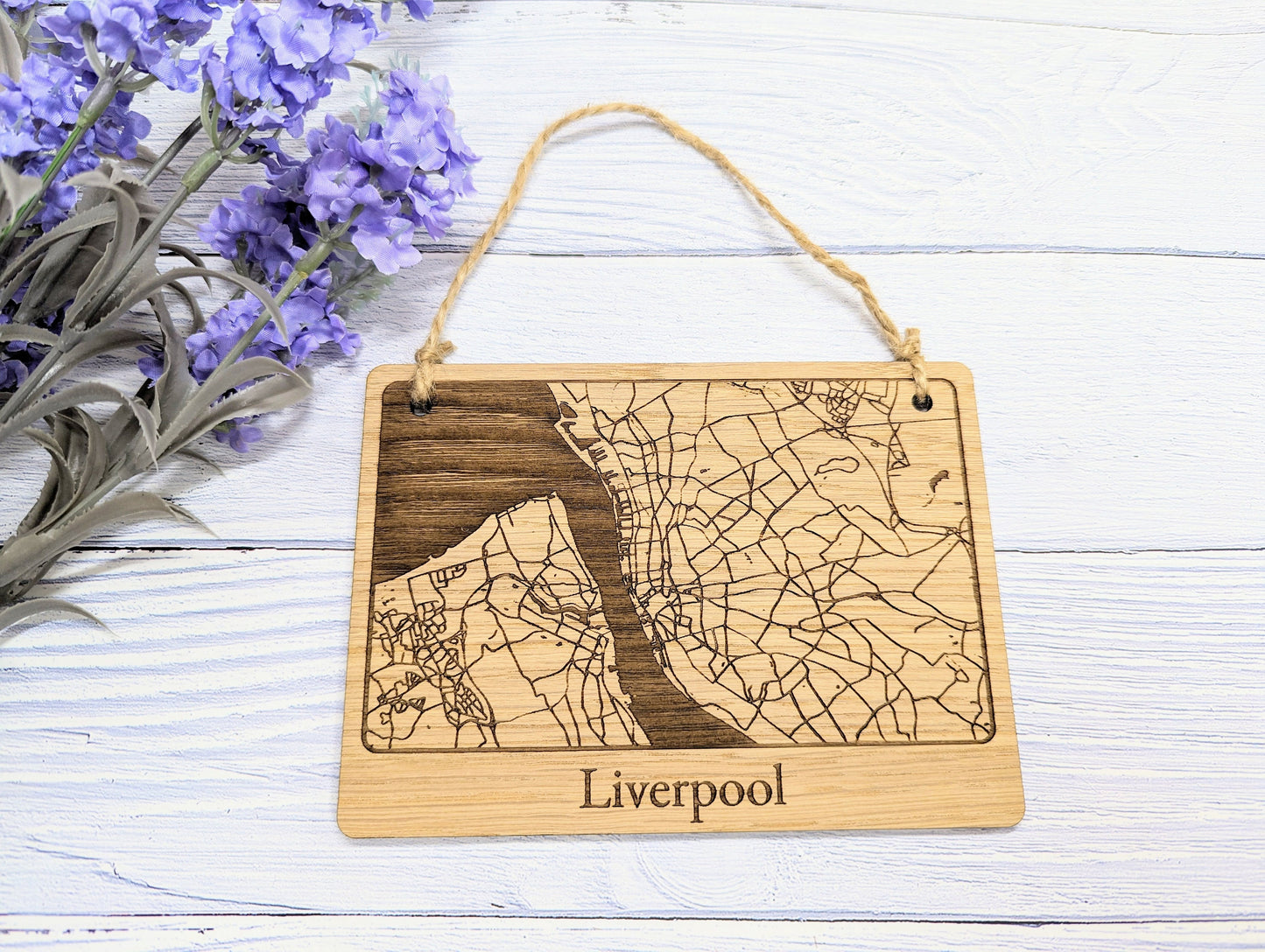 Handcrafted Wooden Map Wall Art of Liverpool - Unique Home Decor or Thoughtful Gift - 4 Sizes Available - Customisable