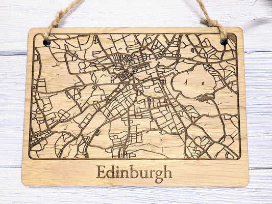 Handcrafted Wooden Map Wall Art of Edinburgh, UK - Available in 4 Sizes - Perfect Home Decor or Unique Gift