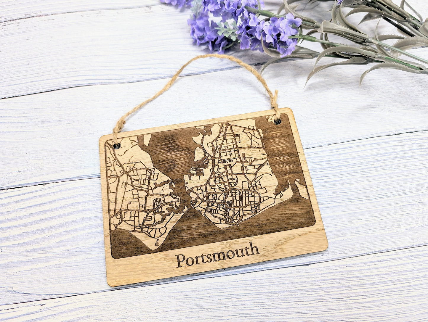 Handcrafted Wooden Map Wall Art of Portsmouth, UK - Available in 4 Sizes - Perfect Home Decor or Unique Gift