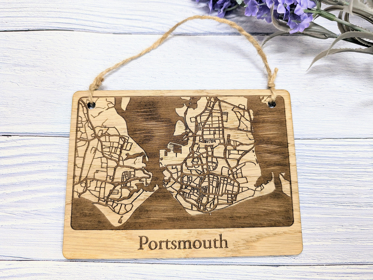 Handcrafted Wooden Map Wall Art of Portsmouth, UK - Available in 4 Sizes - Perfect Home Decor or Unique Gift