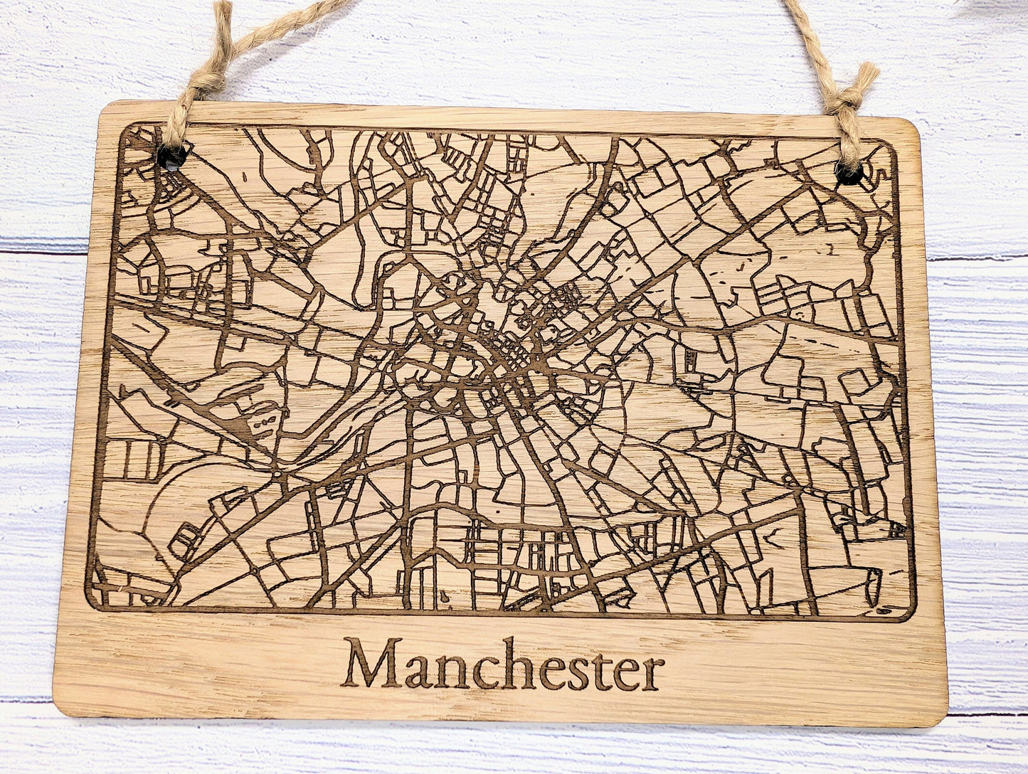 Handcrafted Wooden Map Wall Art of Manchester, UK - Available in 4 Sizes - Perfect Home Decor or Unique Gift